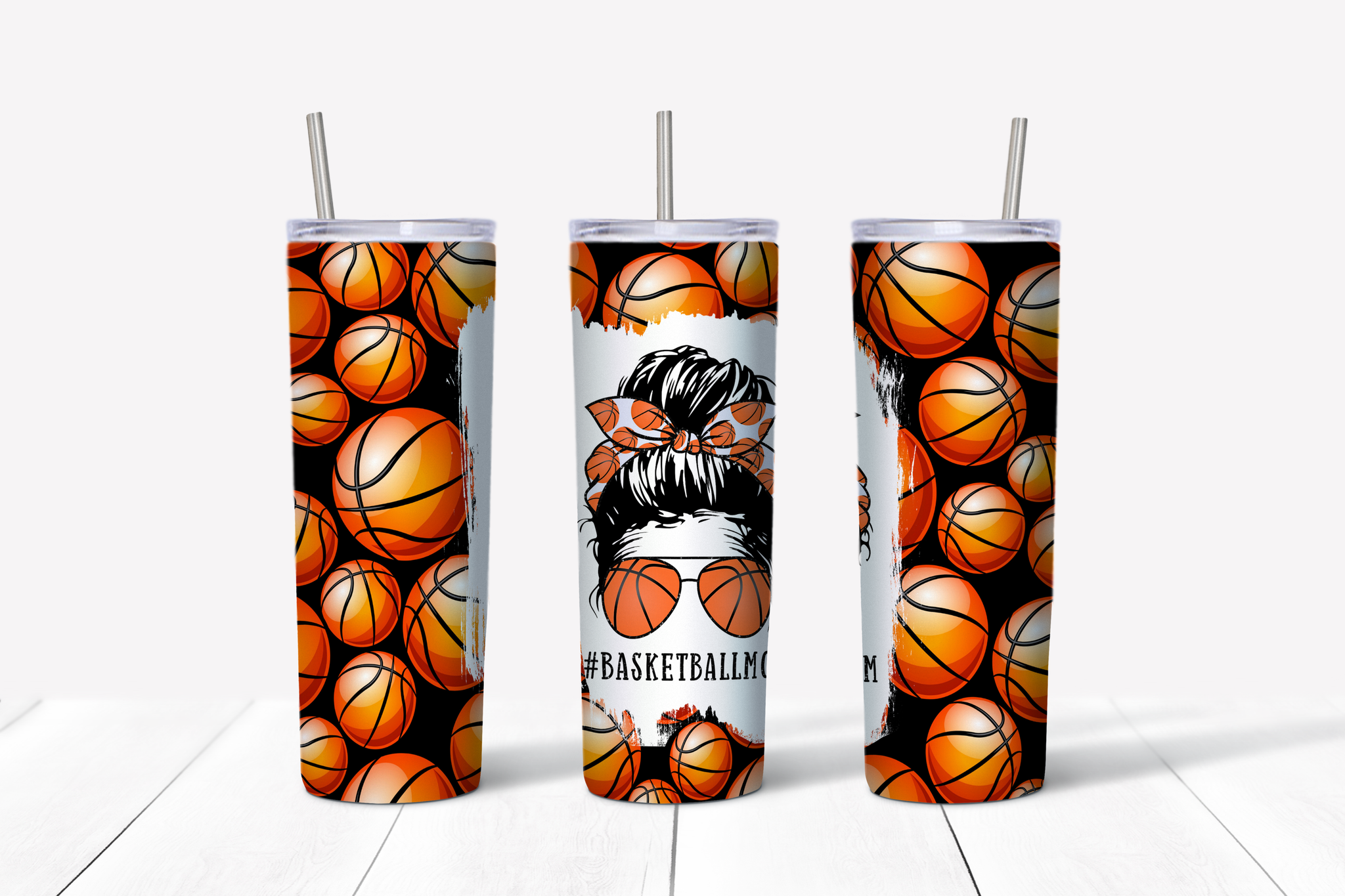 Basketball Mom (Black Background) 20 oz Tumbler