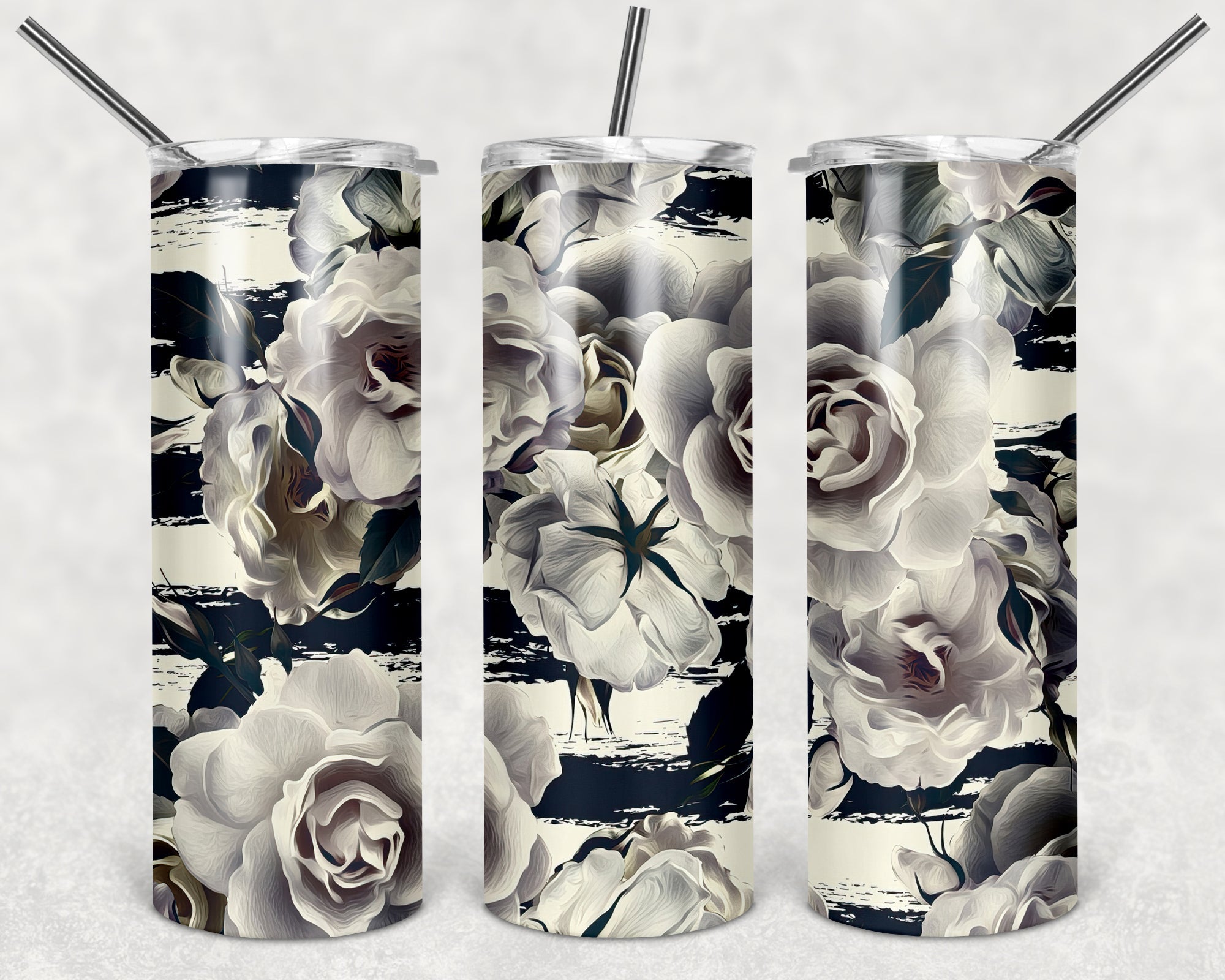 Black and White Roses 20 oz Tumbler