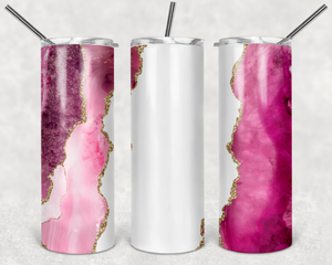 Burgundy Gold Pink White Marble 20 oz Tumbler