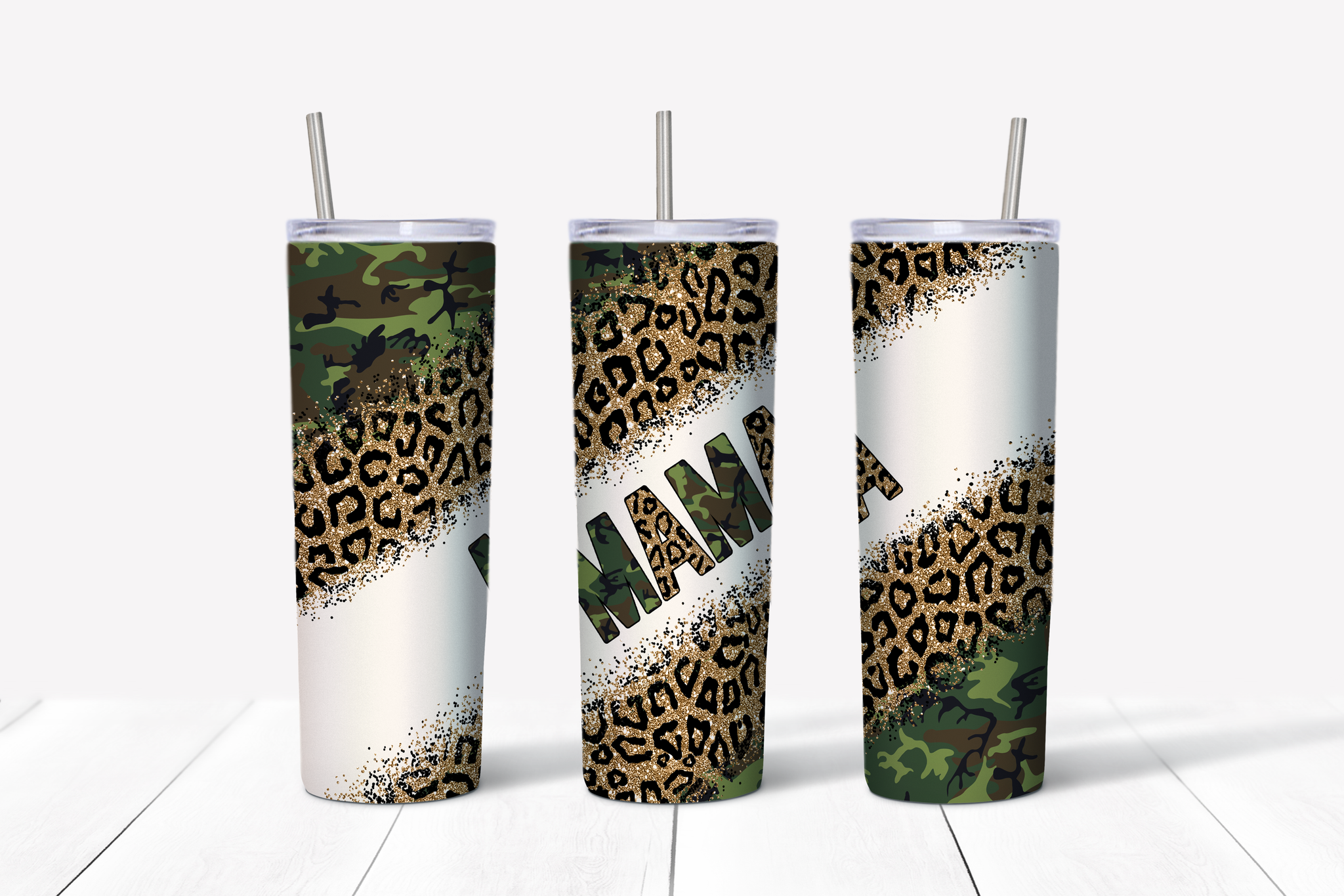 Camo Leopard Mama 20 oz Tumbler