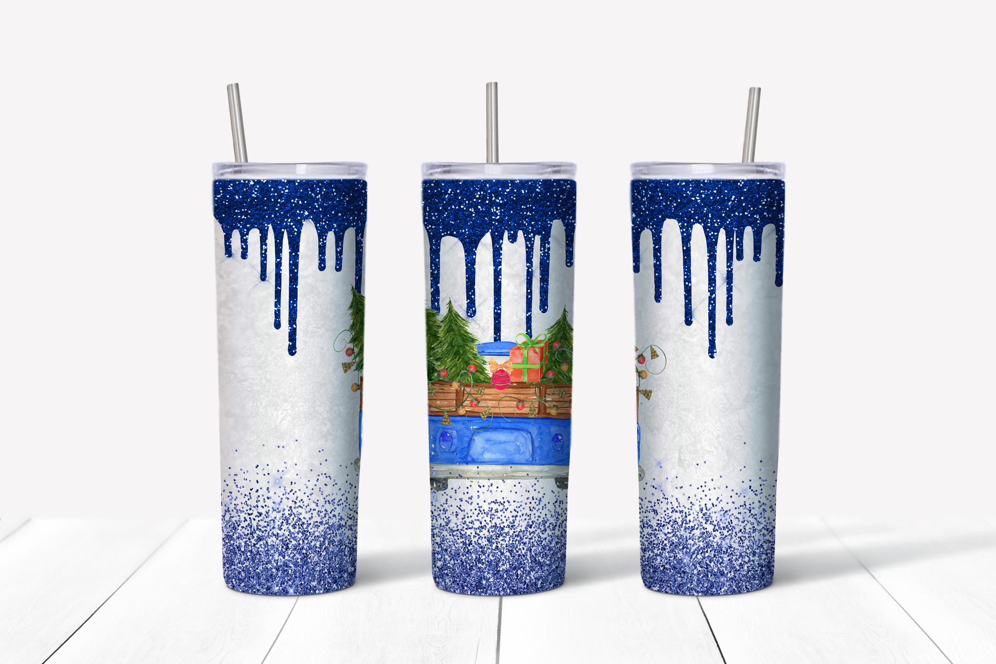 Christmas Blue Truck 20 oz Tumbler