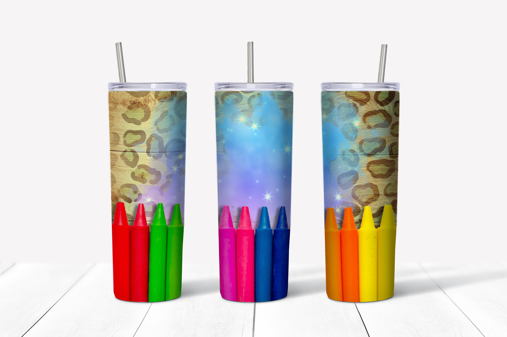 Crayon and Leopard Teacher Life 20 oz Tumbler