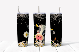 Cute Cow with Daisies 20 oz Tumbler