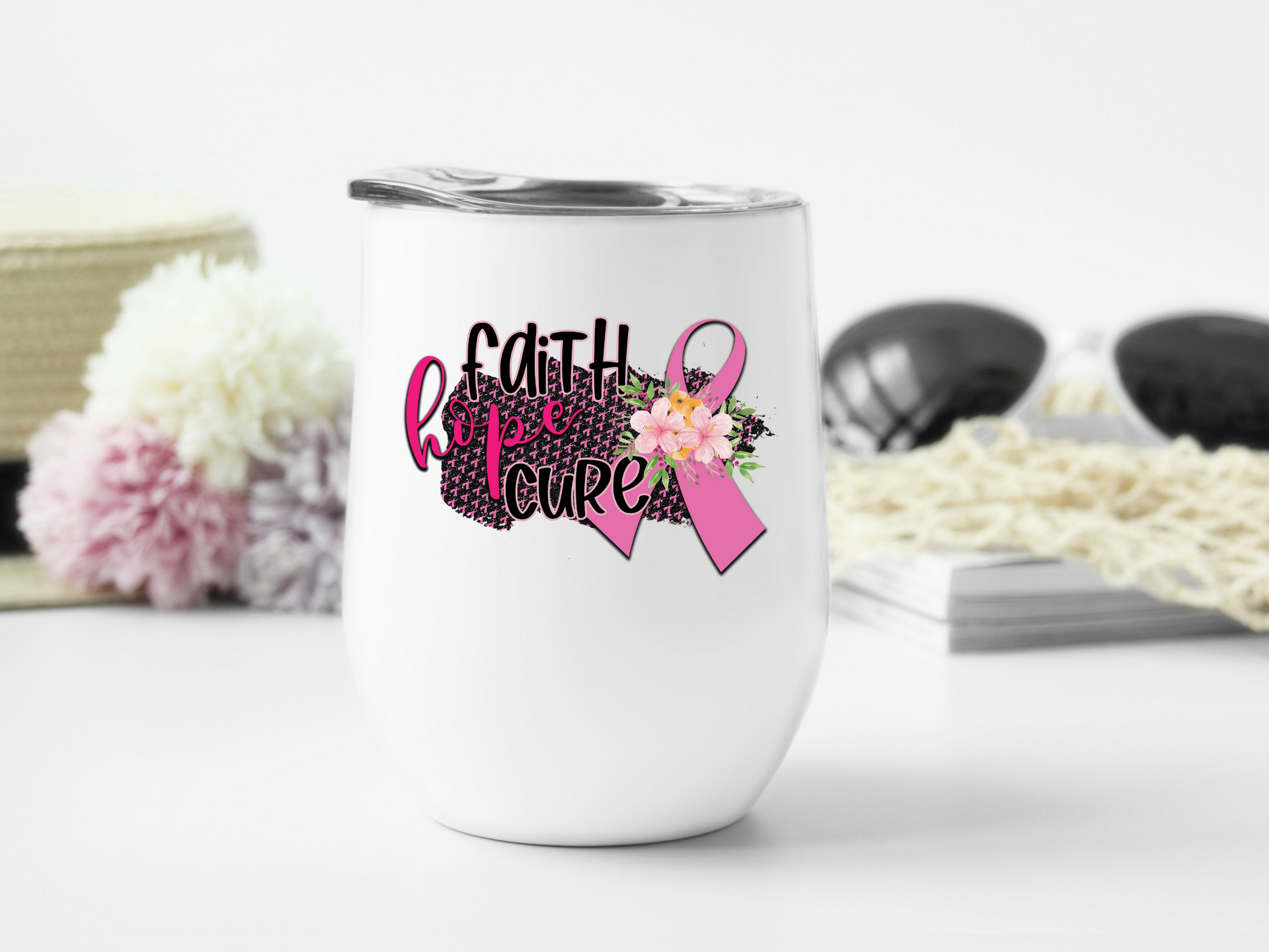 Faith Hope Cure Wine Tumbler