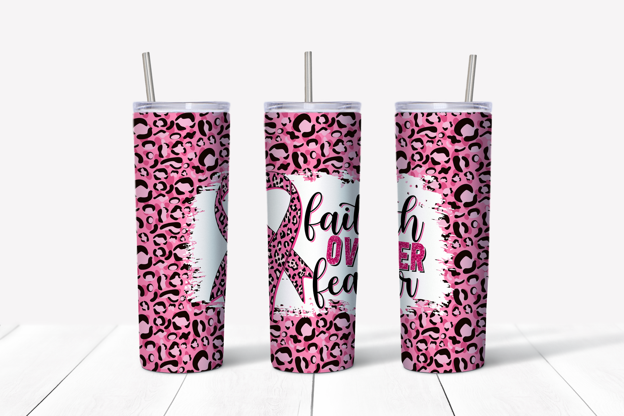 Faith Over Fear Leopard Print 20 oz Tumbler