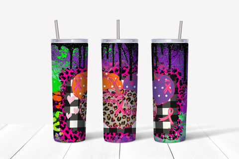 In October We Wear Pink Halloween Pumpkins 20 oz Tumbler