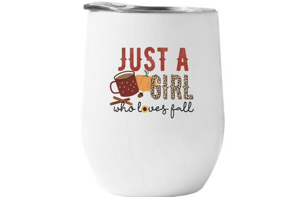 Just a Girl Who Loves Fall Wine Tumbler