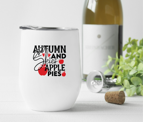 Autumn Skies and Apple Pies Wine Tumbler