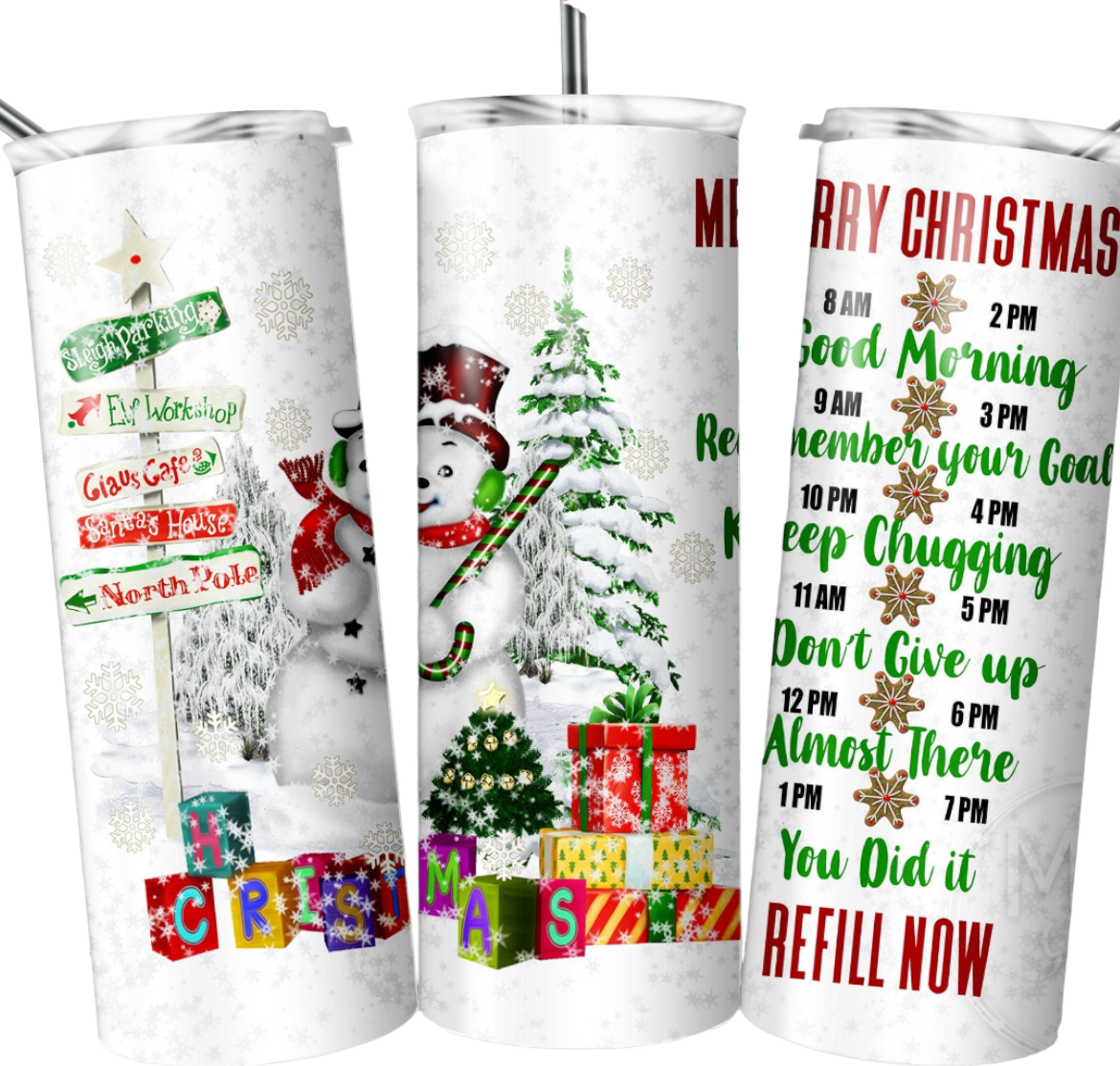 Merry Christmas Water Tracking 20 oz Tumbler