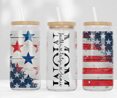 Mama Americana 16 oz Glass Tumbler